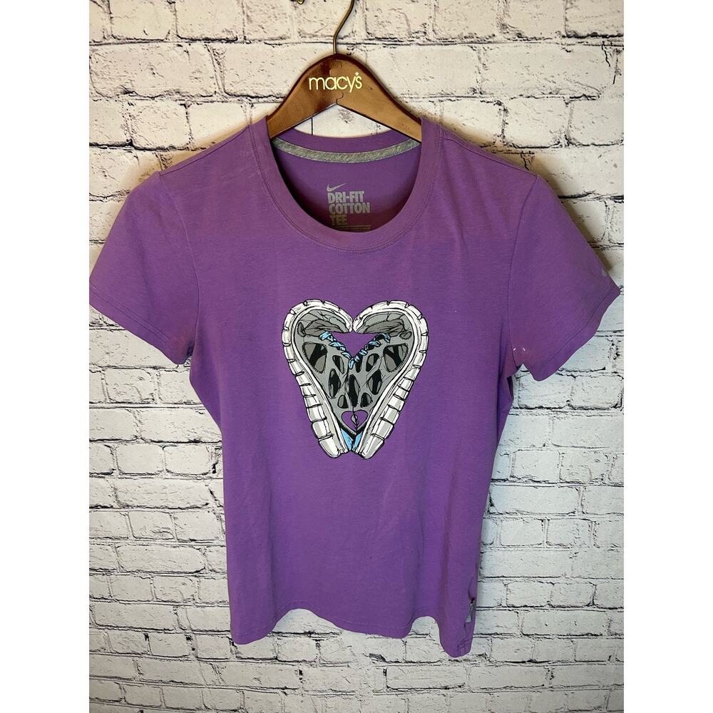 SALE!! Nike Dri-Fit Cotton Tee women's size Medium running shoes heart purple